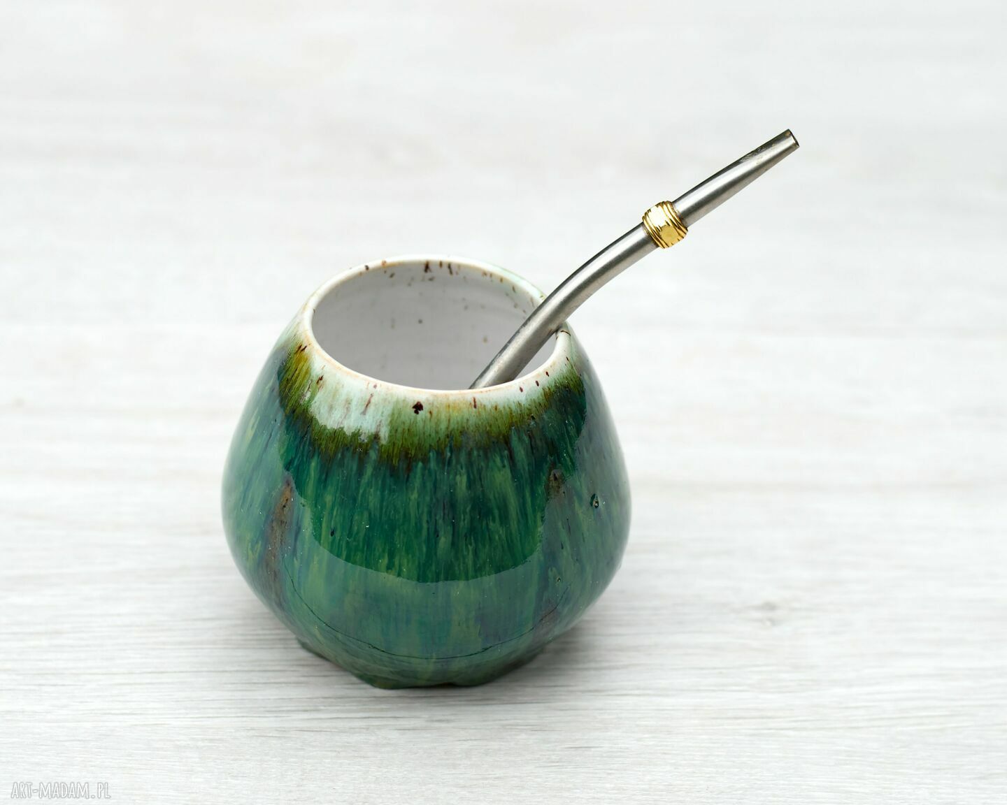 Ceramiczne naczynie do yerba mate / matero - szmaragdowe 300 ml