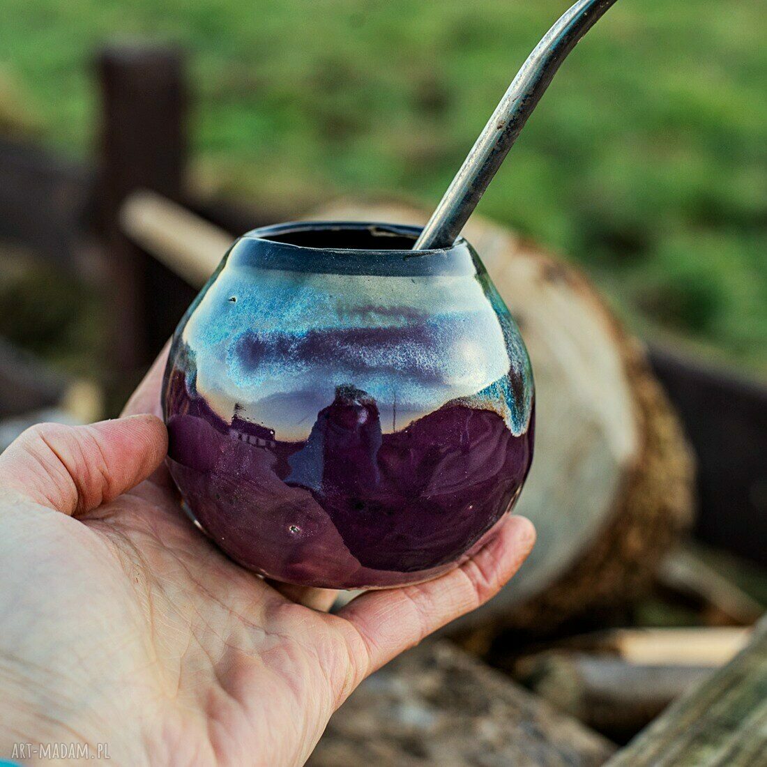 Ręcznie robione ceramiczne matero do Yerba Mate Sunset (naczynie, bez bombilli)