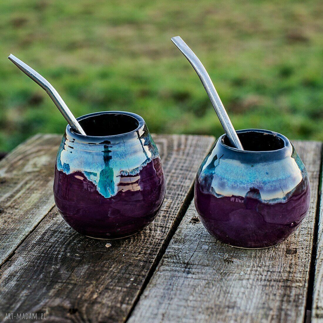 Ręcznie robione ceramiczne matero do Yerba Mate Sunset (naczynie, bez bombilli)