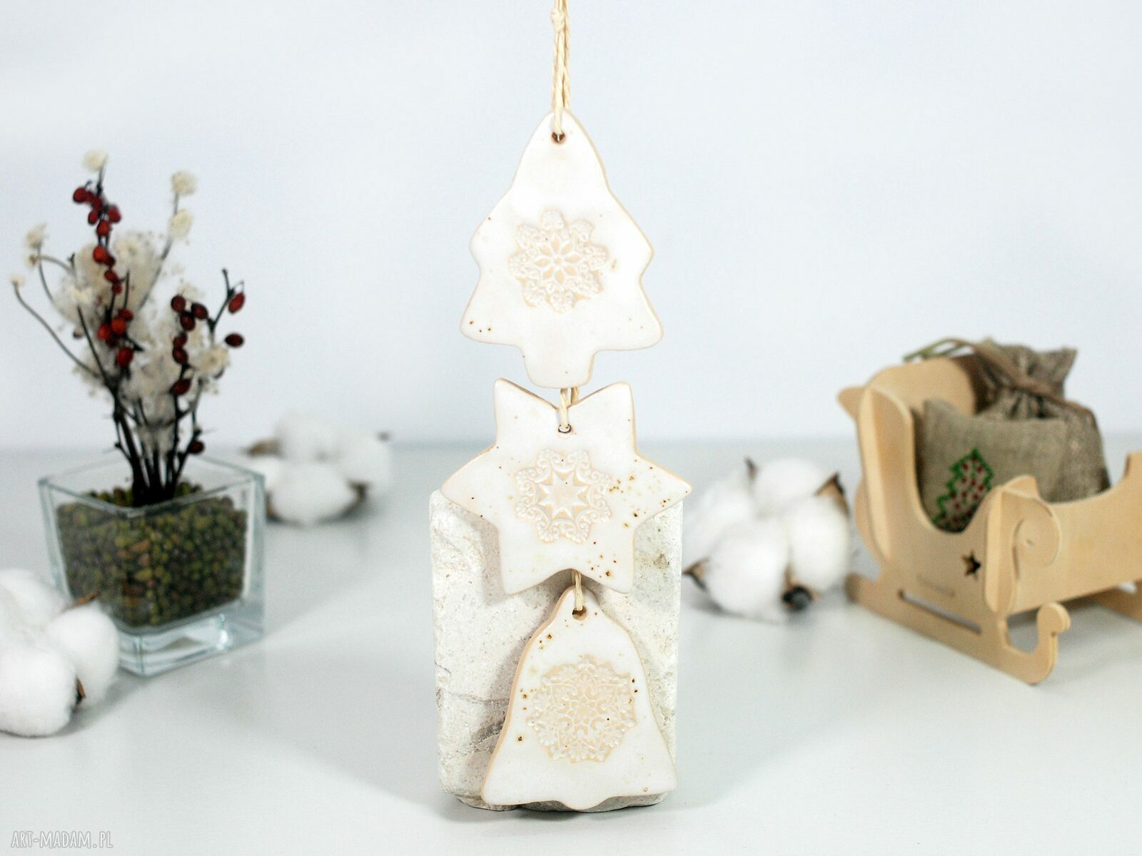 Ceramiczne ozdoby choinkowe - retro