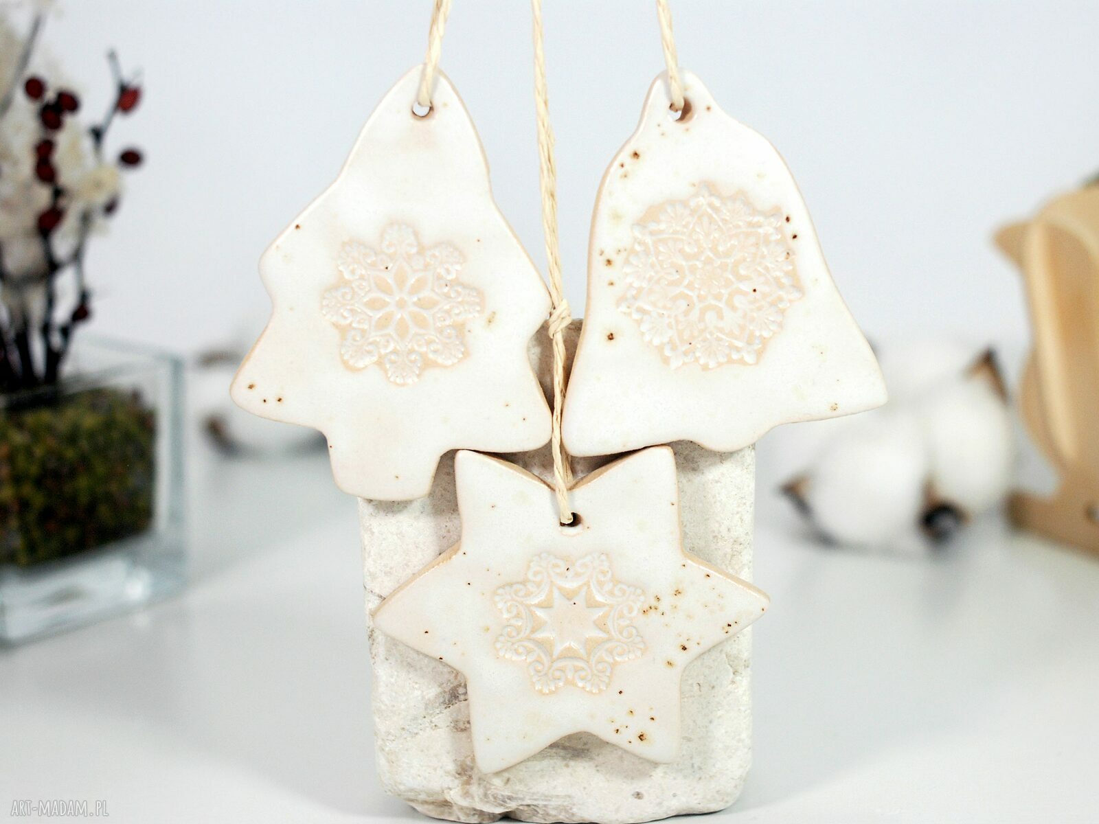 Ceramiczne ozdoby choinkowe - retro