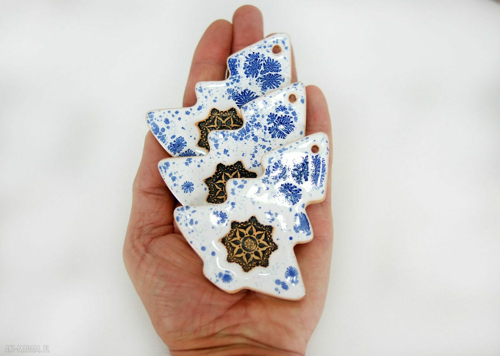 Ceramiczne ozdoby świąteczne choinki - zima