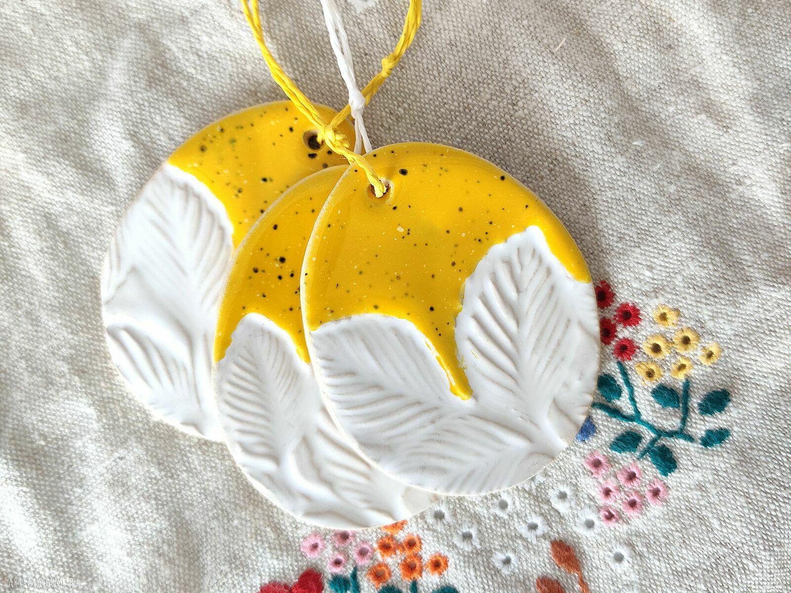 Komplet 3 ceramicznych pisanek - ozdoby wielkanocne do domu