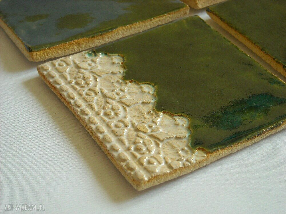 Ceramiczne podkładki pod kubki - komplet 4 sztuk z jasnej gliny szamotowej