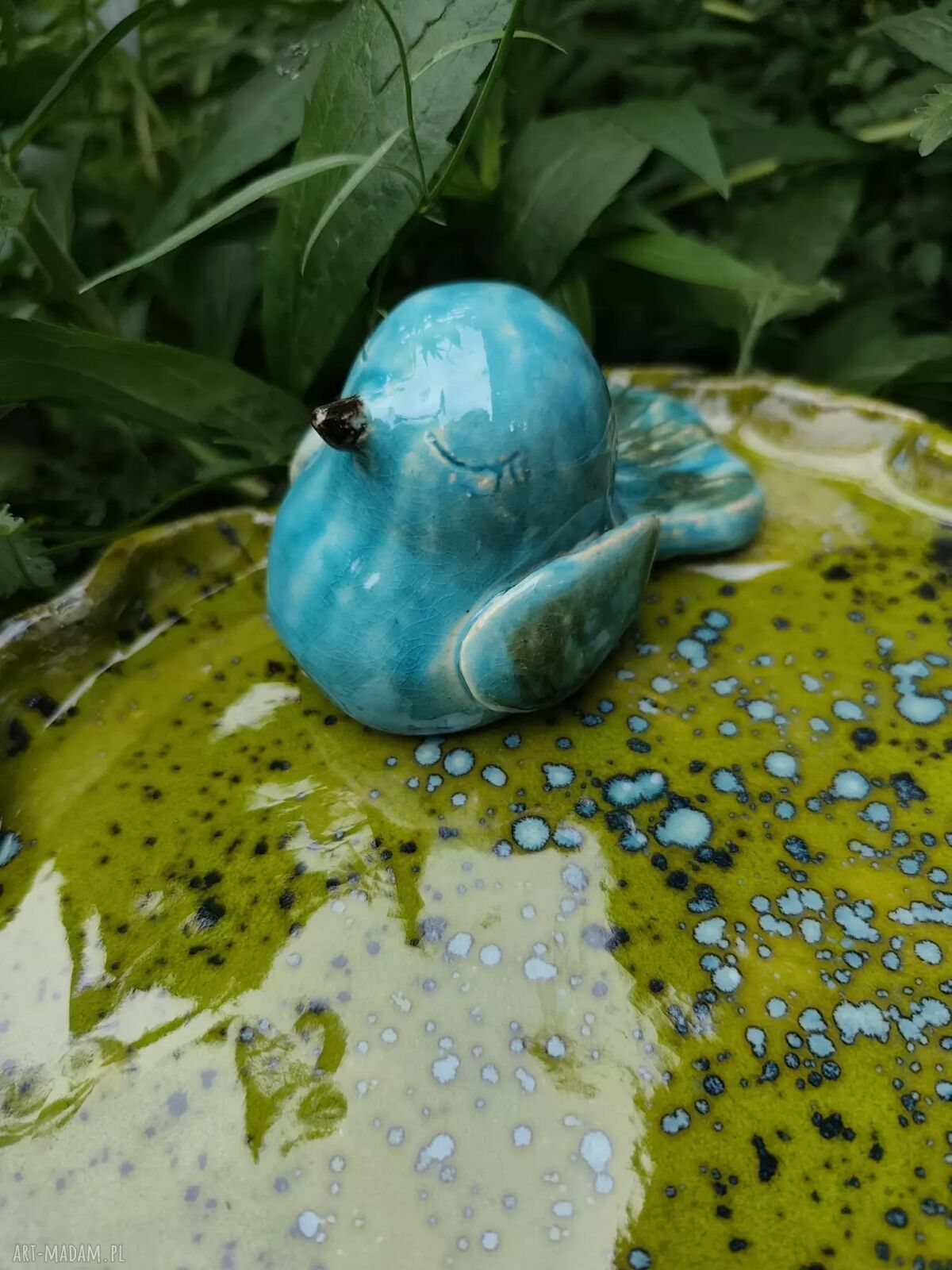 Kolorowe poidło ceramiczne dla ptaków