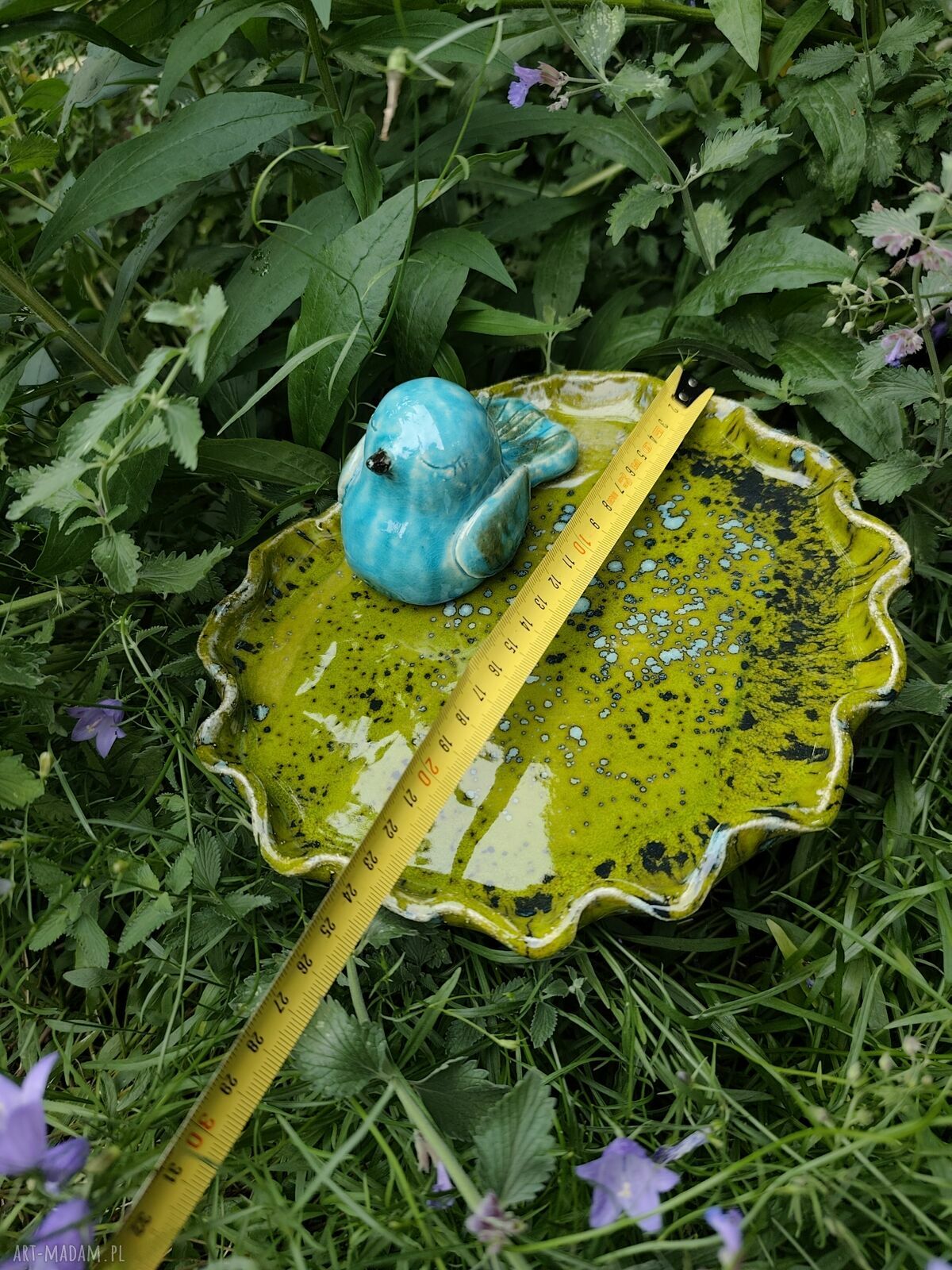 Poidło ceramiczne do ogrodu - ptaszki (rękodzieło)