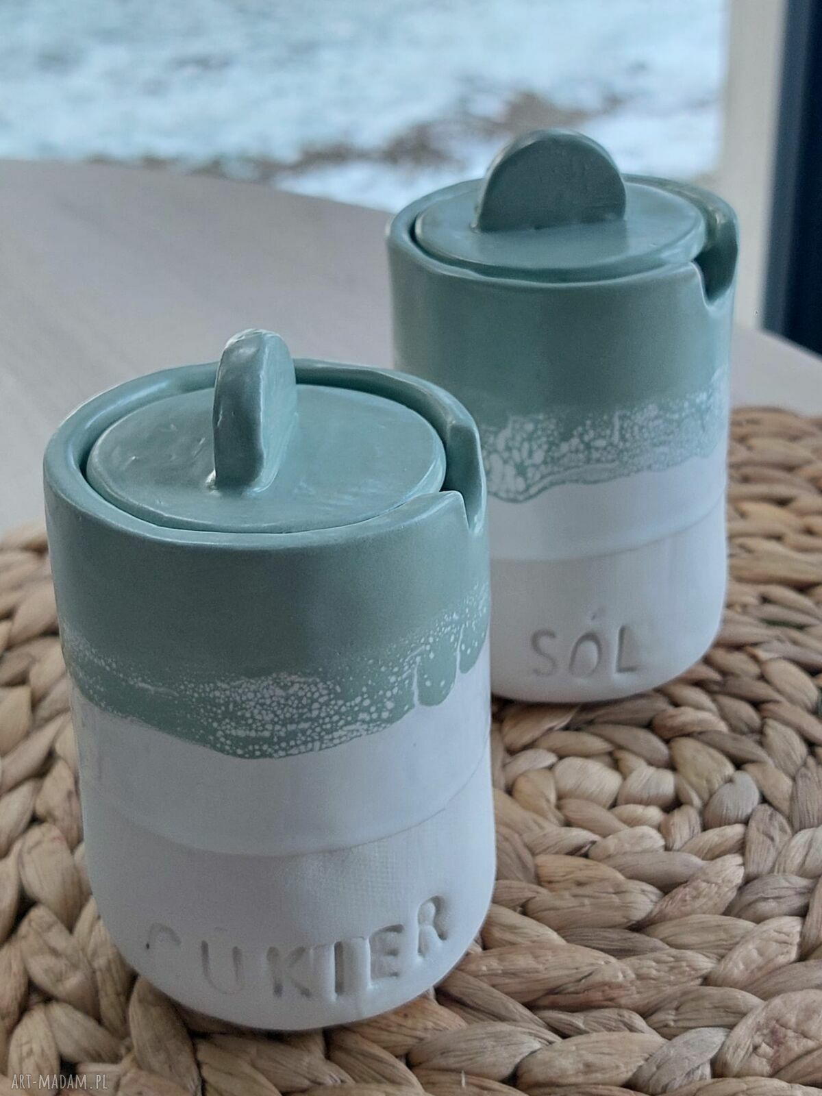 Ceramiczne pojemniki na sól i cukier do kuchni - ręcznie robione NOWdeco