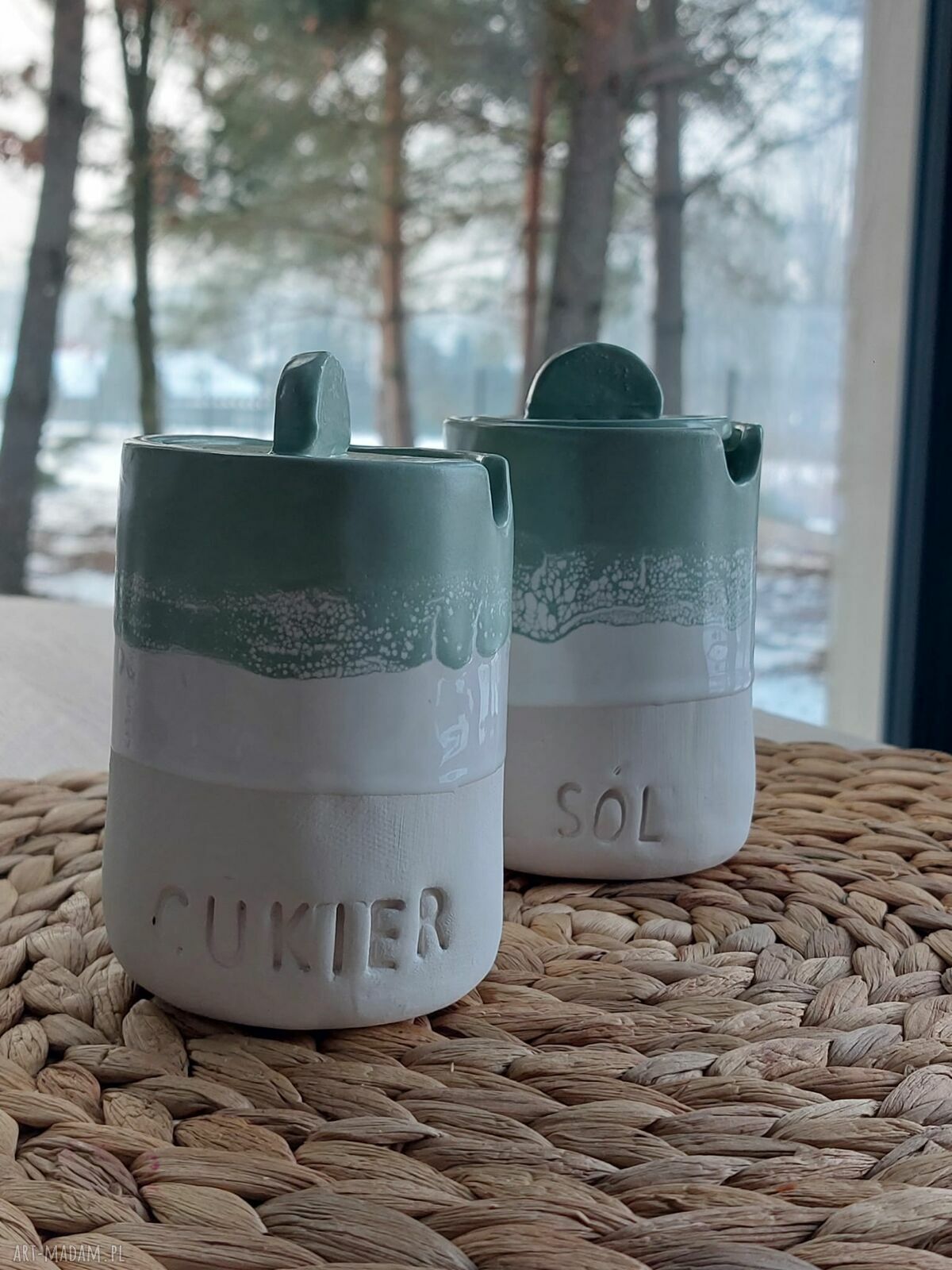 Ceramiczne pojemniki na sól i cukier do kuchni - ręcznie robione NOWdeco