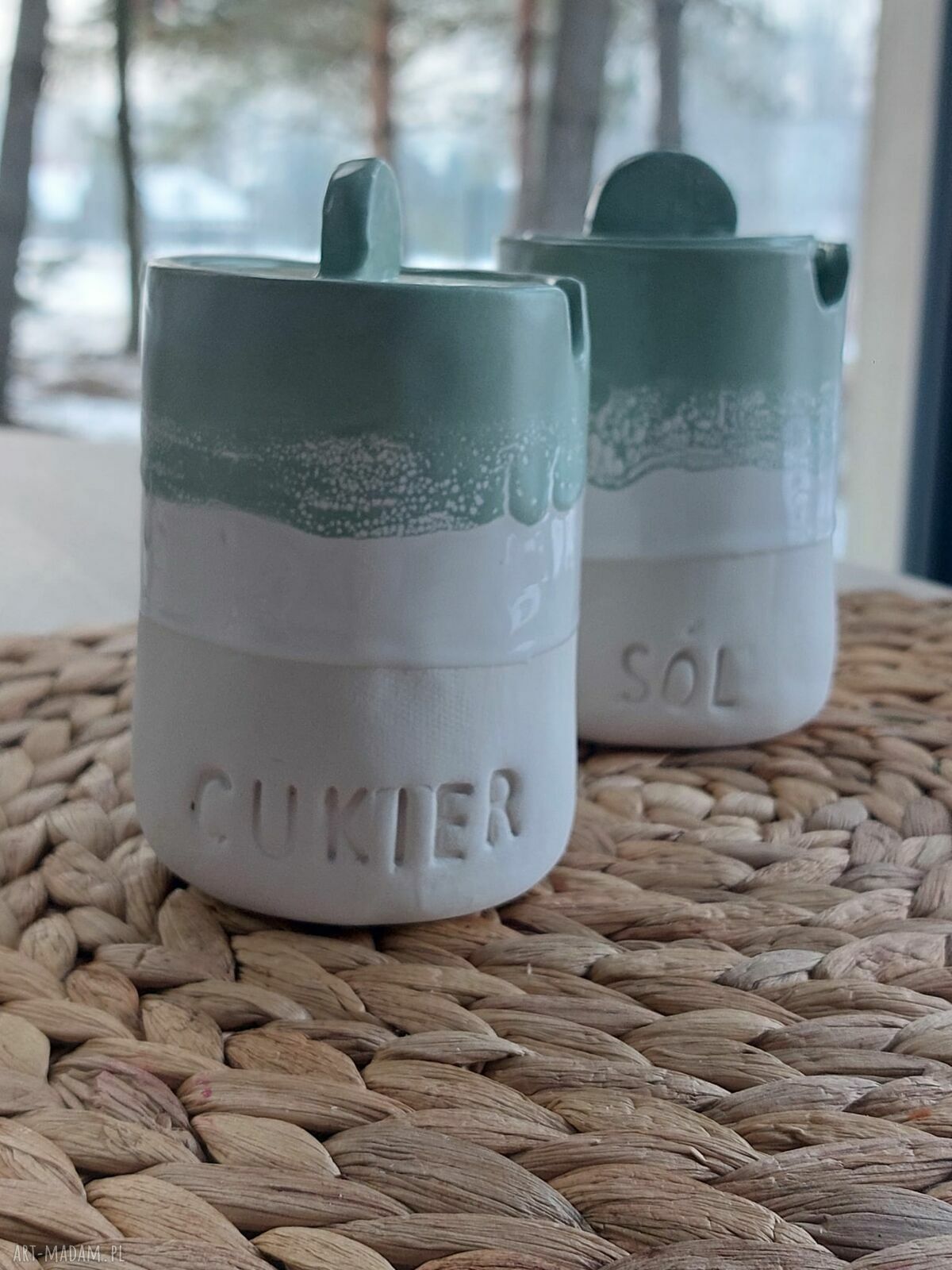 Ceramiczne pojemniki na sól i cukier do kuchni - ręcznie robione NOWdeco