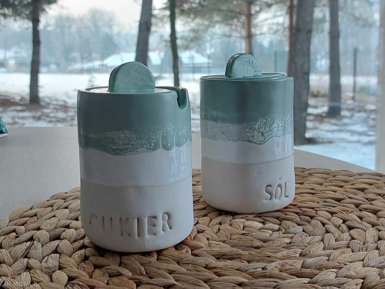 Ceramiczne pojemniki na sól i cukier do kuchni - ręcznie robione NOWdeco