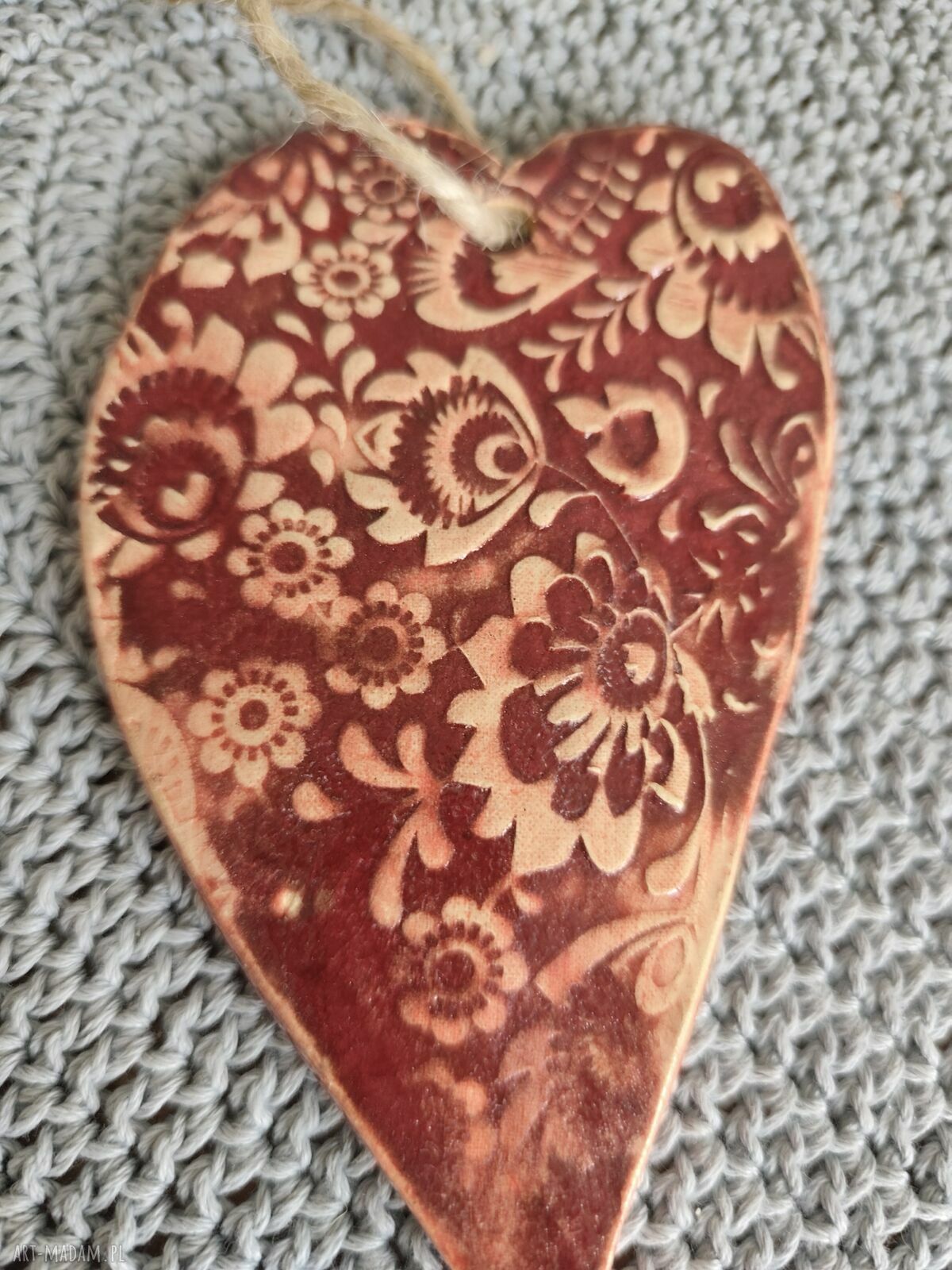 Ręcznie robione serce ceramiczne - zawieszka dla niej
