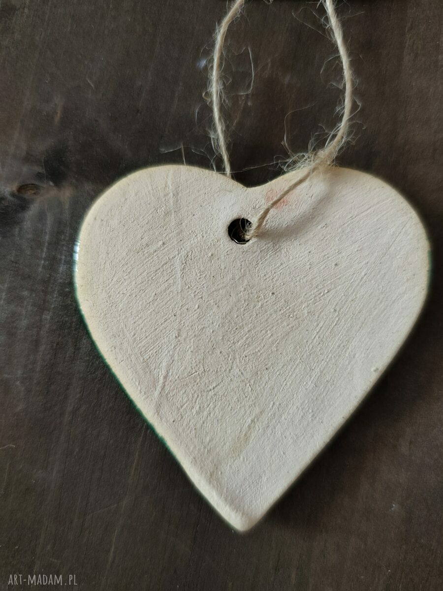 Zielone serce ceramiczne - zawieszka handmade na prezent
