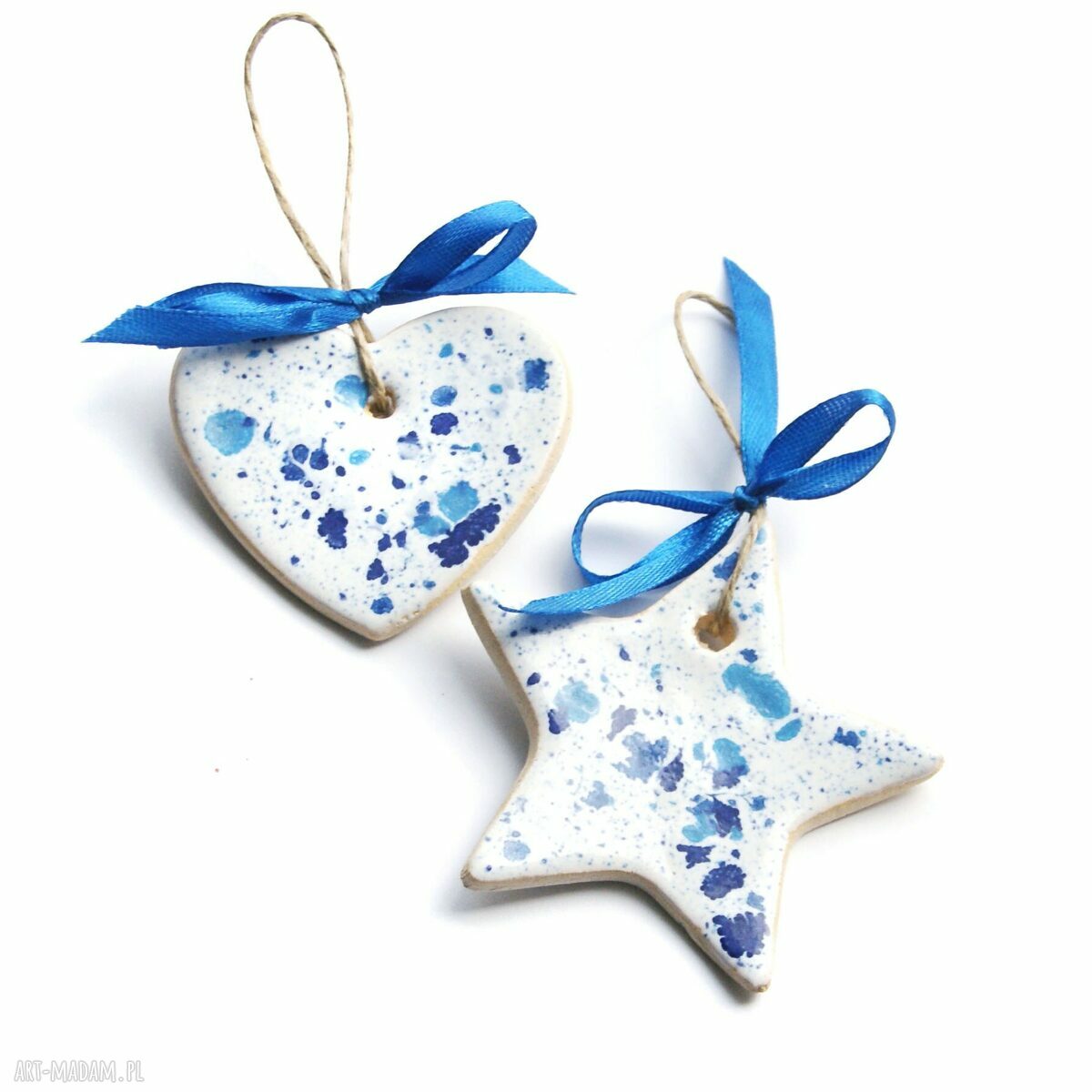 ceramiczne serduszko:: white & blue