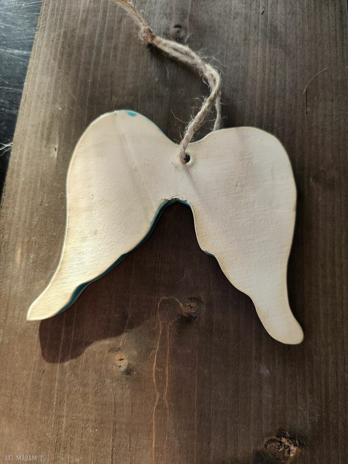 Skrzydła ceramiczne anioł w bieli 13x13 cm - ręcznie robione