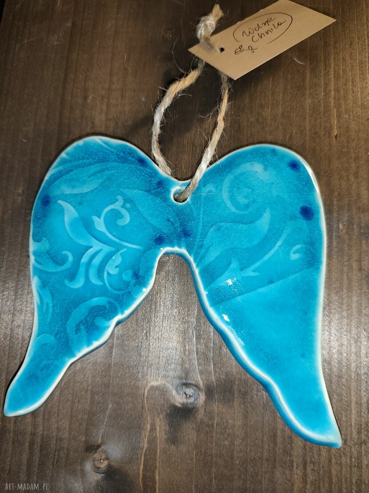 Skrzydła ceramiczne anioła w kolorze turkusowym (ok. 12x12 cm)
