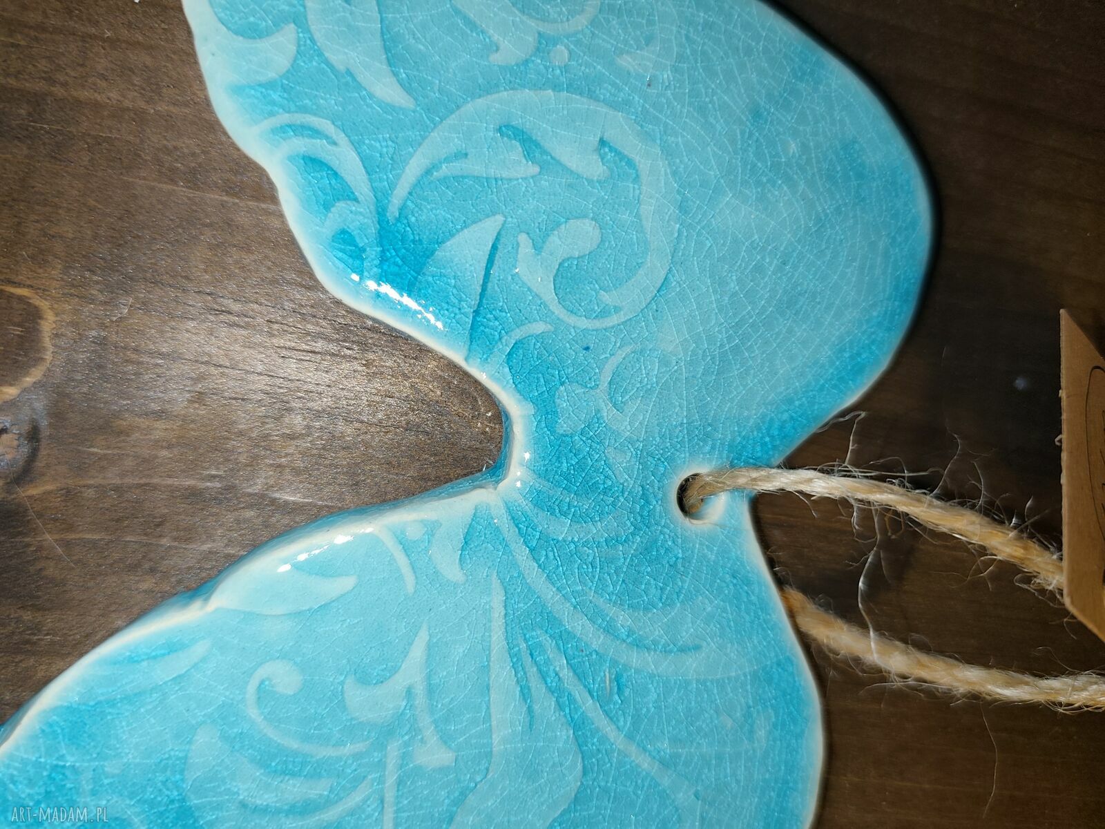 Skrzydła ceramiczne anioła Wolna Chwila - turkusowa ozdoba handmade