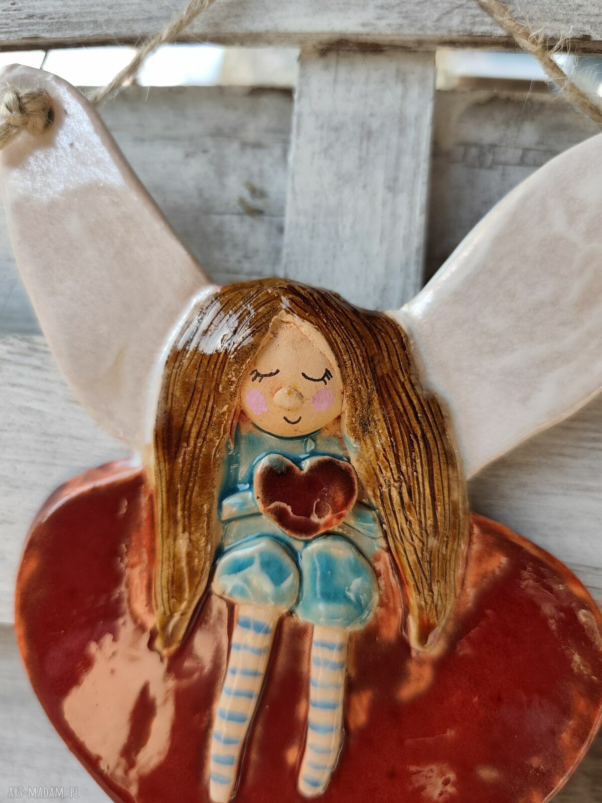 Anioł ceramiczny - prezent na chrzest i komunię dla dziecka