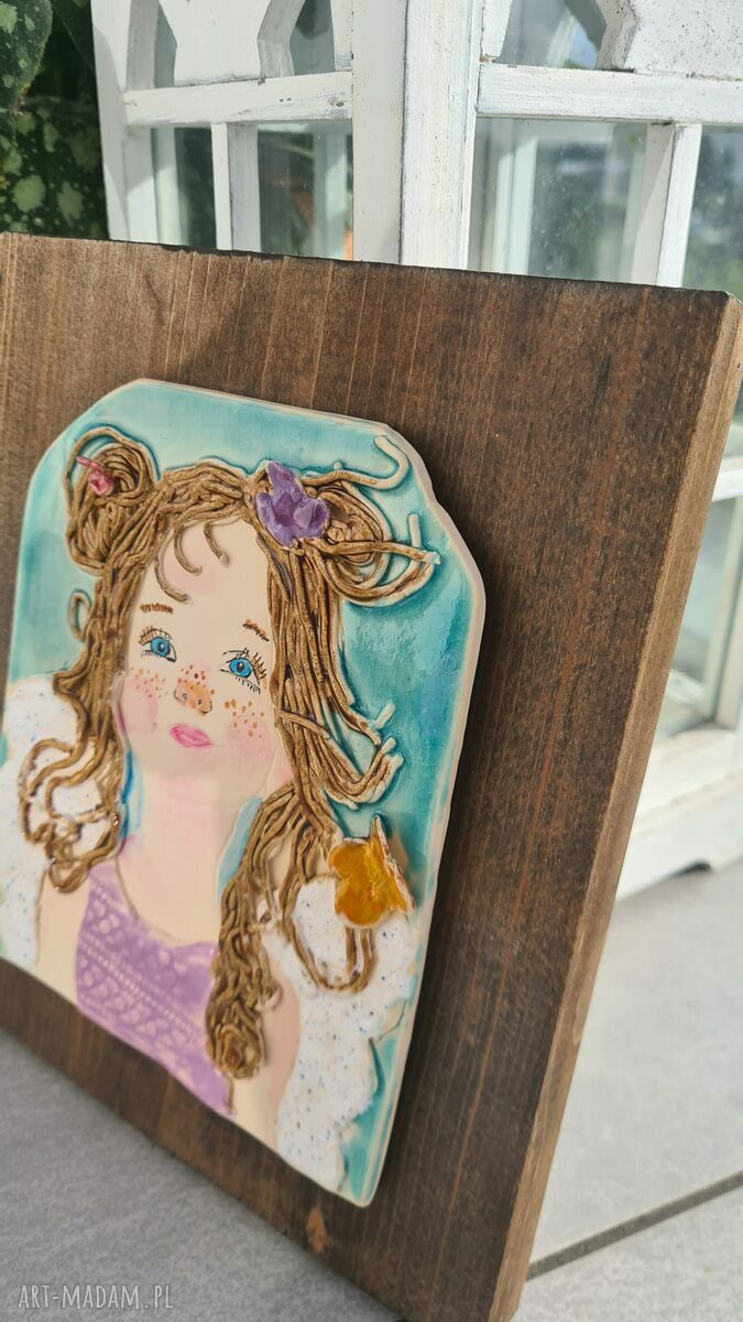 Anioł ceramiczny na desce - Wolna Chwila