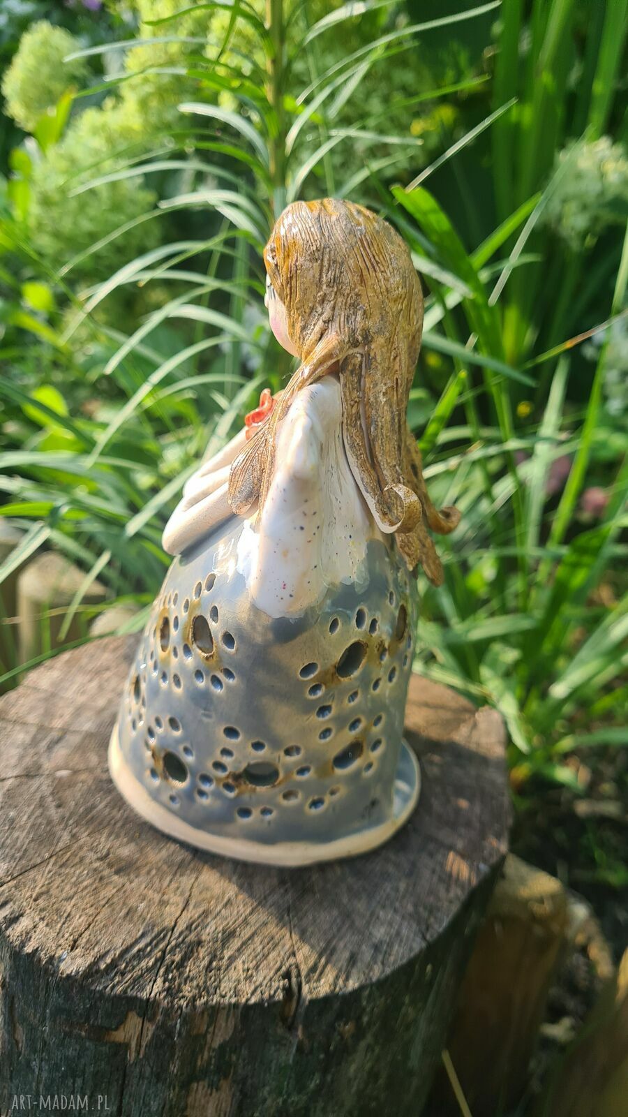 Anioł ceramiczny - ręcznie robiony lampion 15 cm