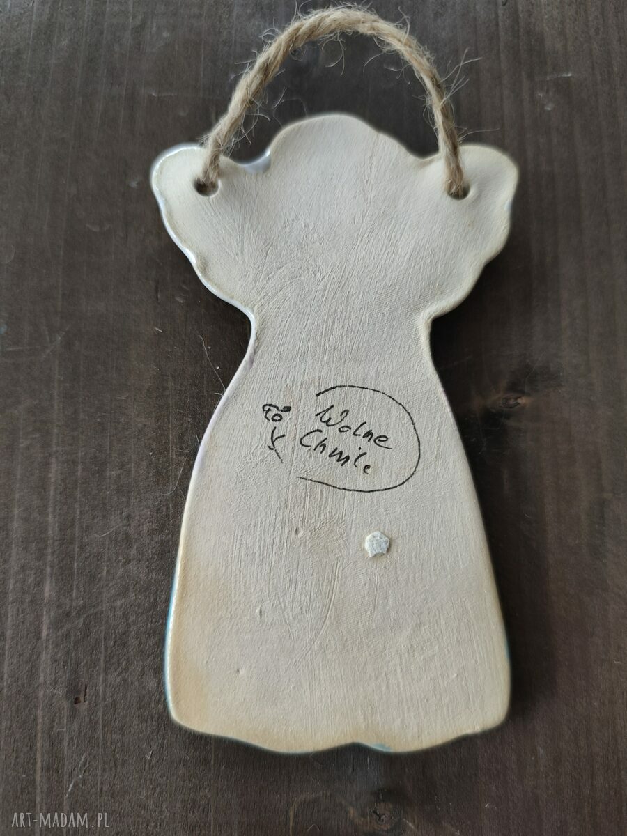 Anioł ceramiczny Wolna chwila - zawieszka handmade (ok. 12 cm)