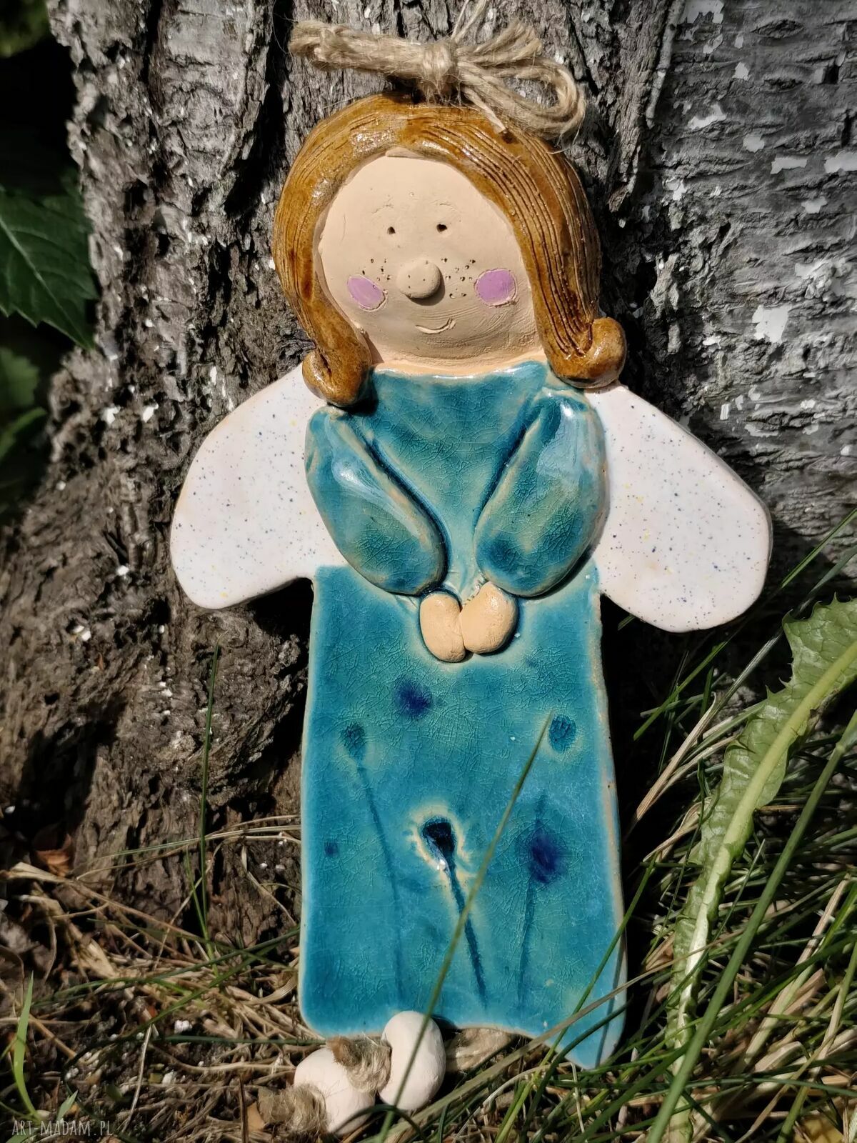 Anioł ceramiczny Pyza - ręcznie robiona figurka z ceramiki