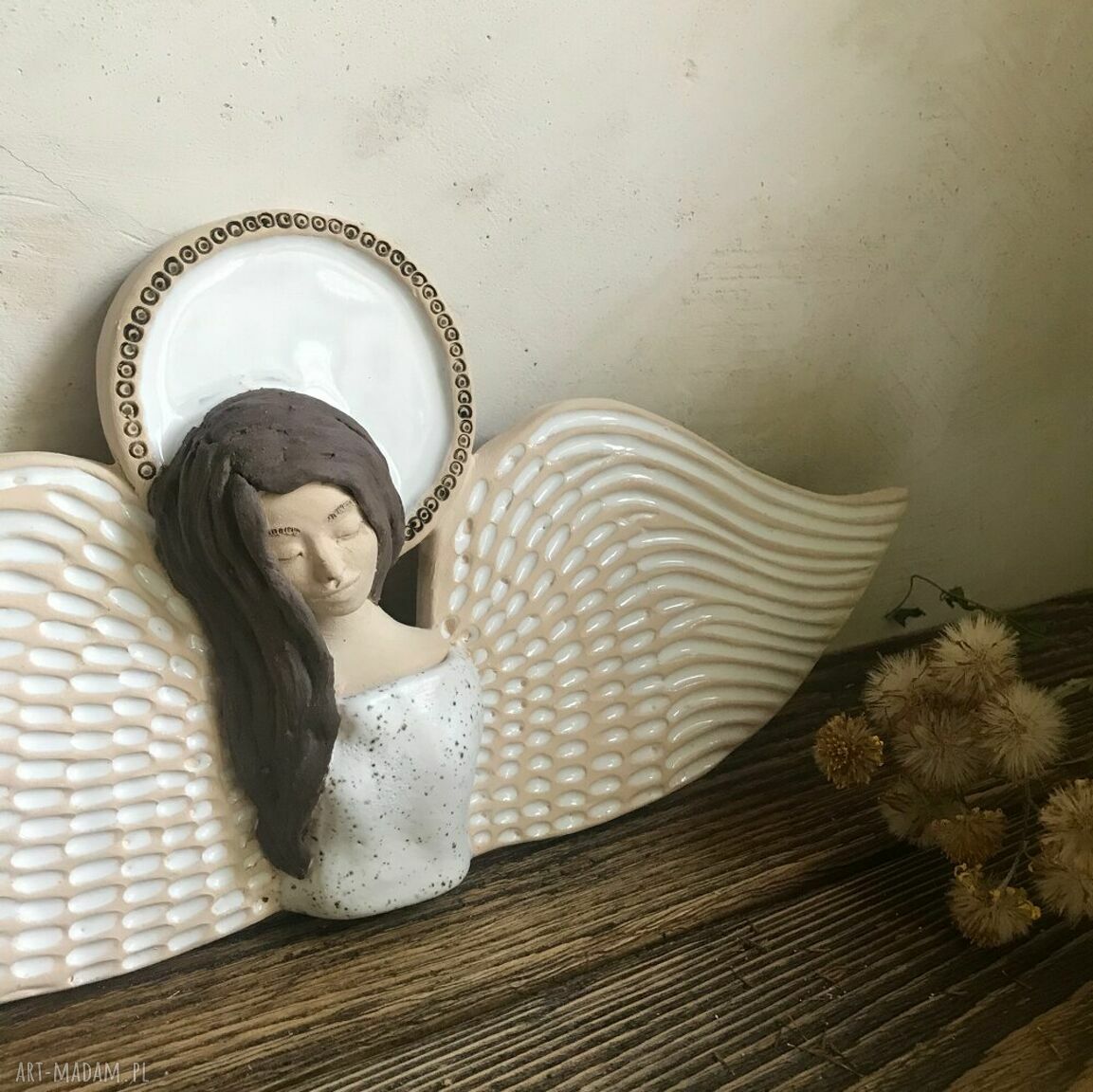Anioł ceramiczny Sitan - elegancka dekoracja na chrzest, ślub i komunię