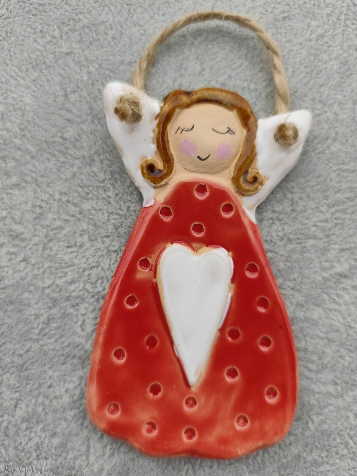 Anioł ceramiczny - prezent na Komunię i Chrzest dla niej