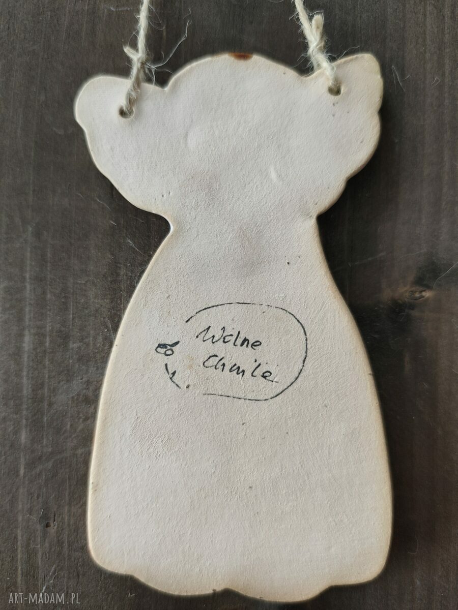 Aniołek ceramiczny - zawieszka Wolna Chwila na prezent