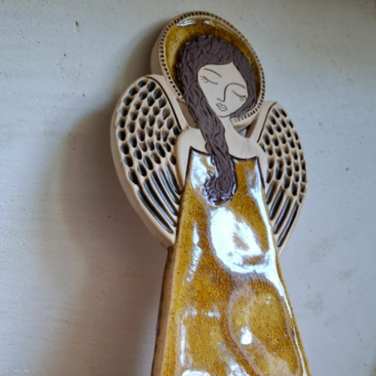 Anioł ceramiczny Pula Zlata - ręcznie lepiony prezent na Komunię i Chrzest