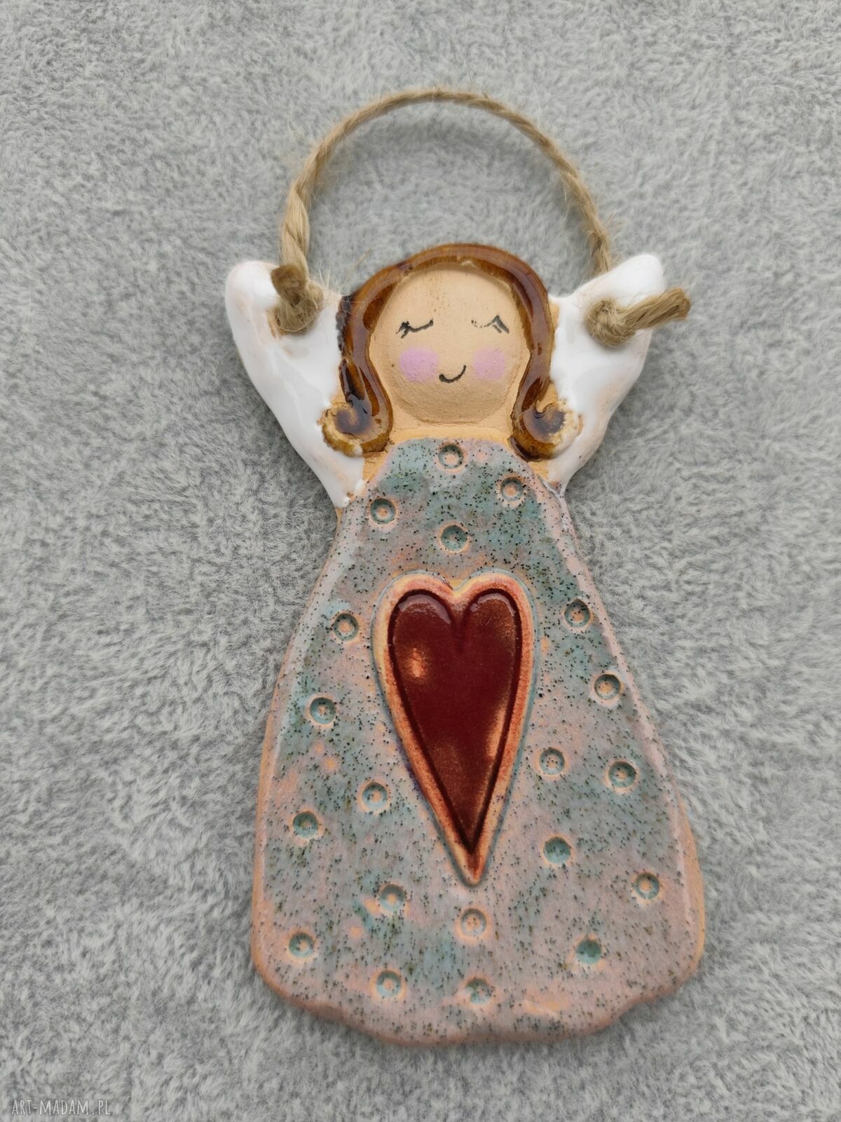 Anioł ceramiczny na chrzest i komunię - ręcznie wykonany prezent