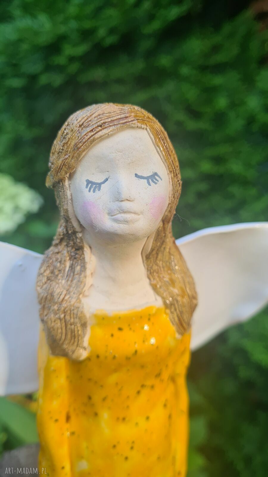 Anioł ceramiczny 21 cm - ręcznie robiona figurka aniołka do domu