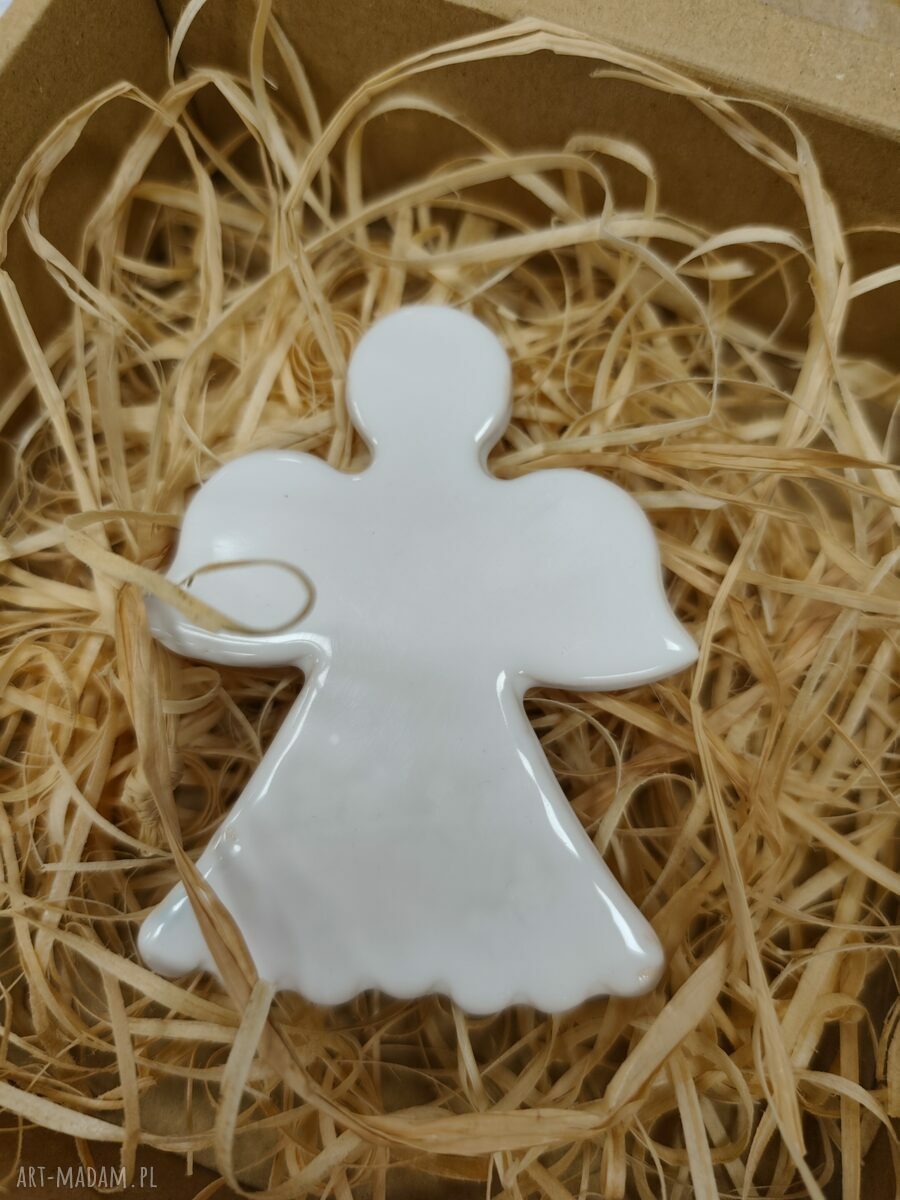 Anioł ceramiczny świąteczny magnes na lodówkę (9 cm)