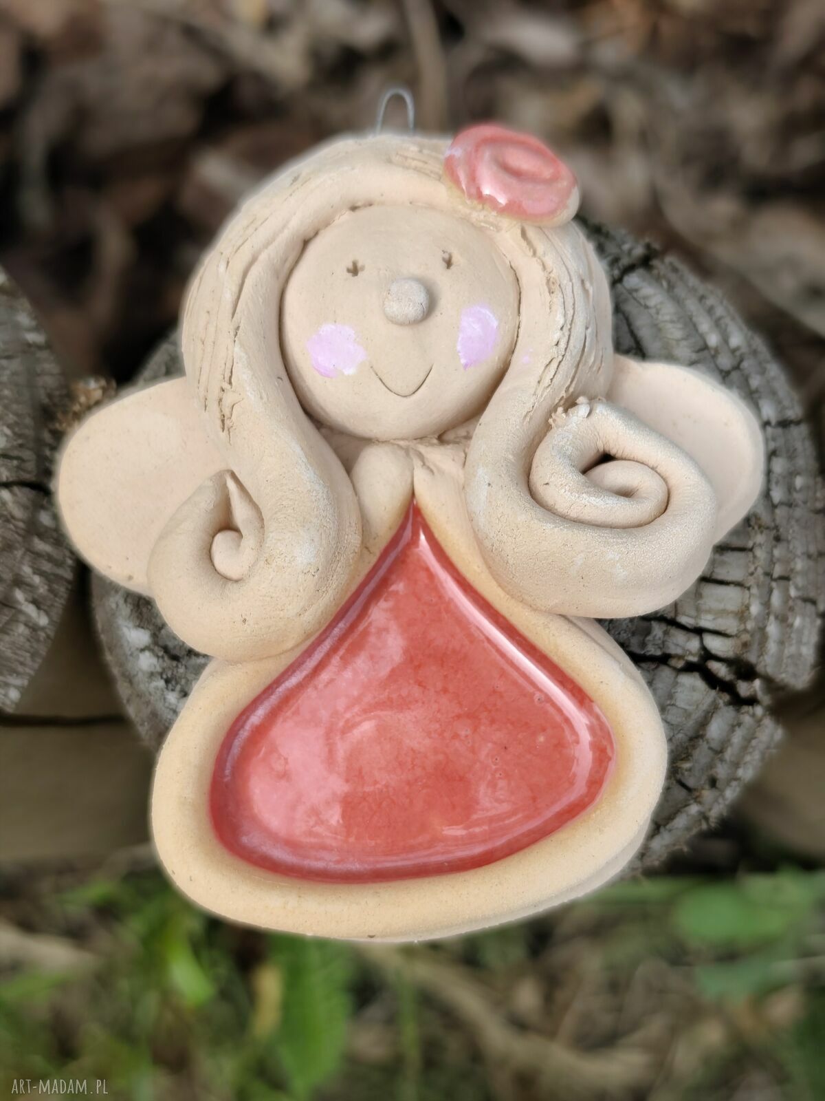 Anioł ceramiczny na ślub - ręcznie wykonany z gliny szamotowej
