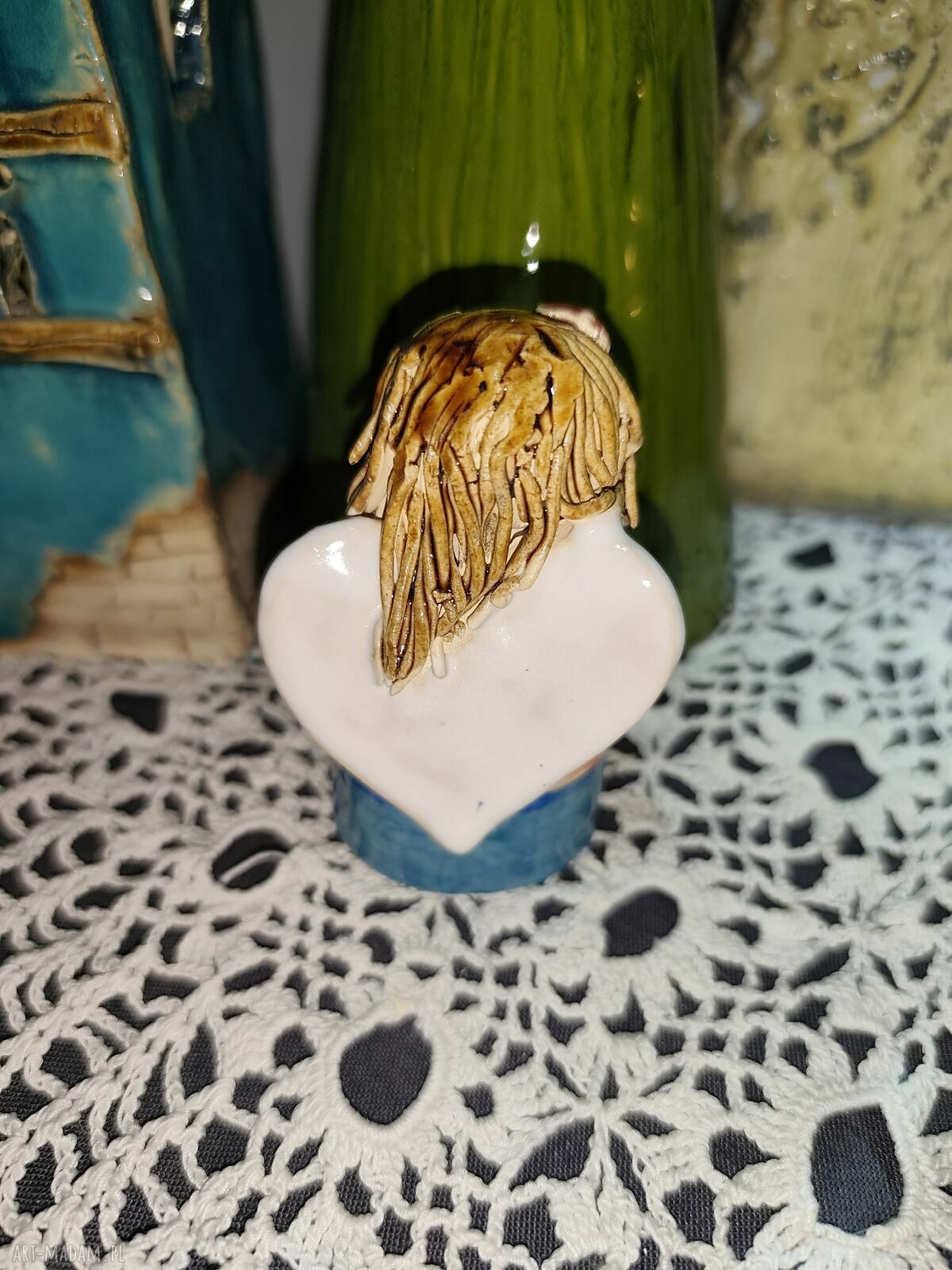 Aniołek ceramiczny na Boże Narodzenie - ręcznie robiony prezent Wolna Chwila (ok. 9 cm)