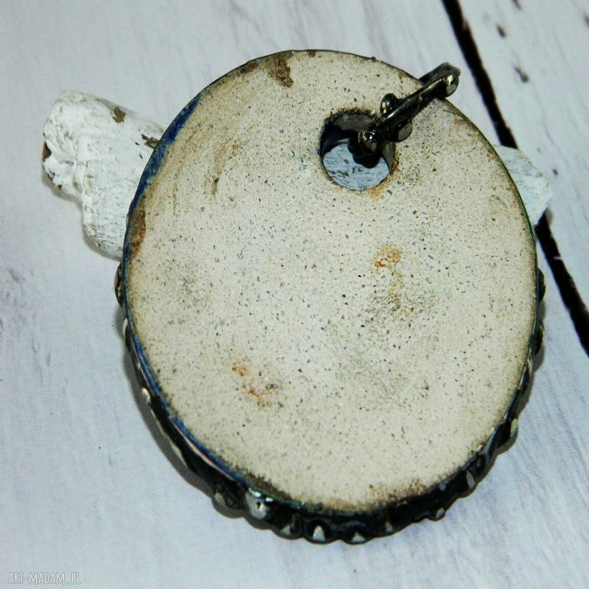 Ceramiczny wisior z art clay - autorski wzór 5 cm