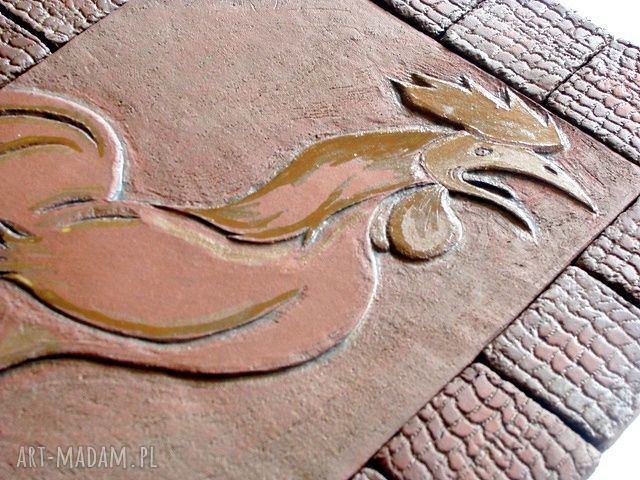 Dekor ceramiczny Kogut - rustykalny obraz na ścianę z 22 płytek