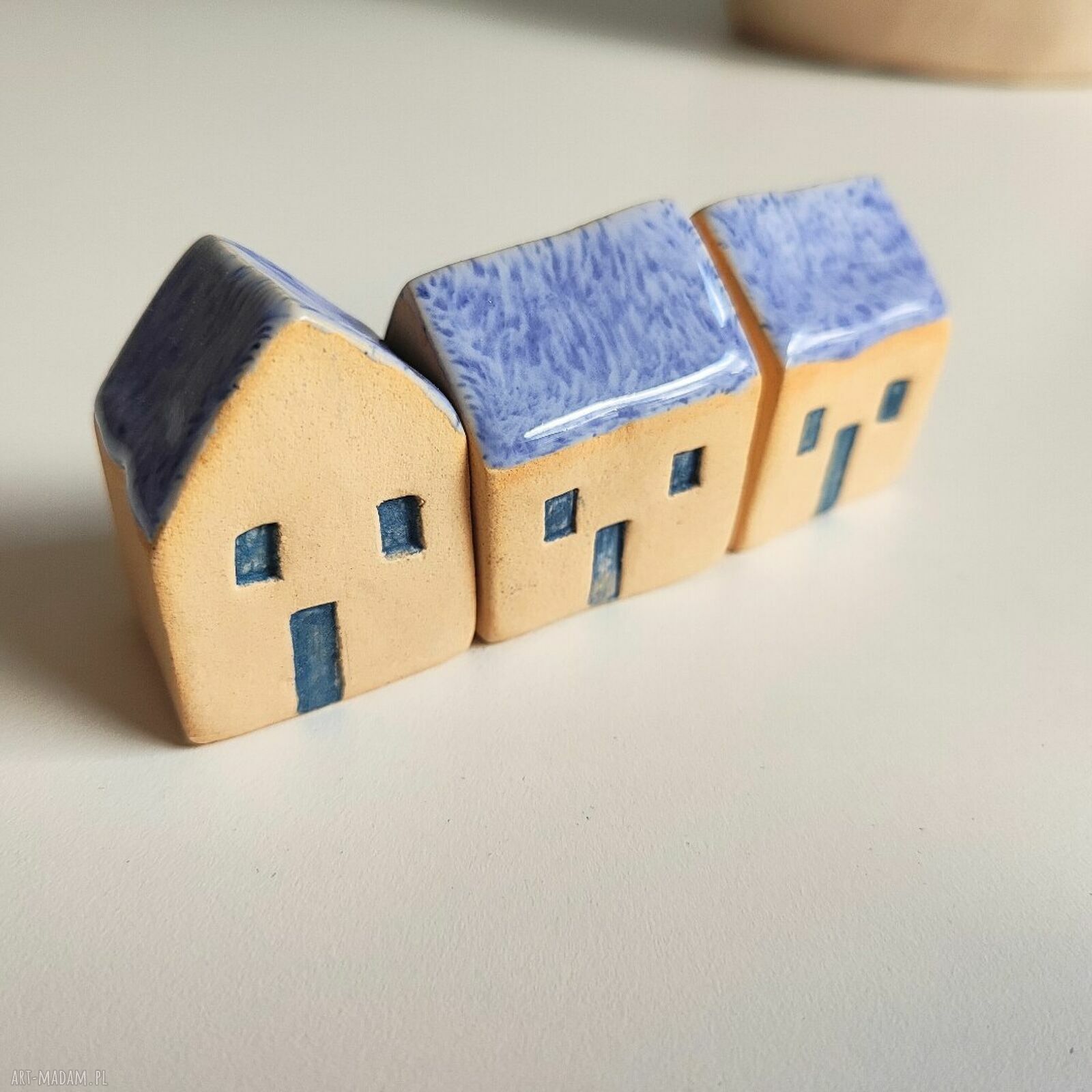 Ceramiczny domek - zestaw 3 szt. pastelowe domki do dekoracji