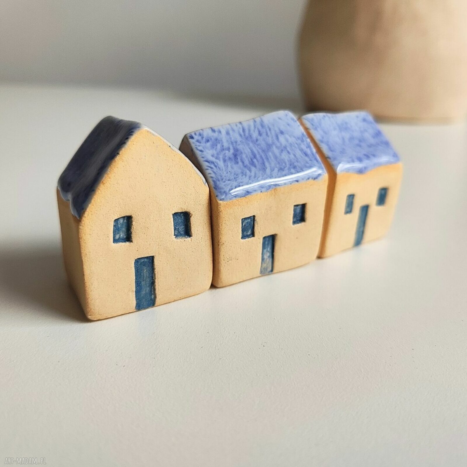 Ceramiczny domek - zestaw 3 szt. pastelowe domki do dekoracji