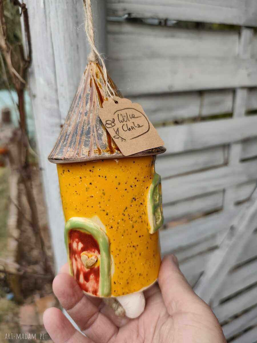 Domek ceramiczny dzwonek Wolna Chwila - rękodzieło do ogrodu i na balkon