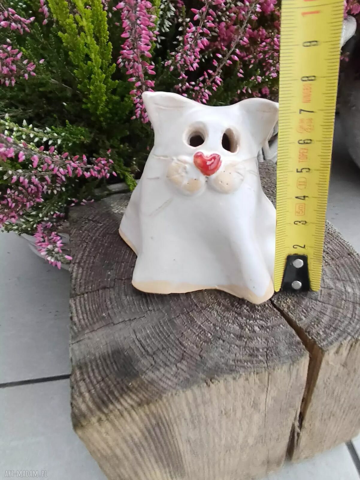 Ceramiczny duch-kot - wyjątkowy lampion handmade