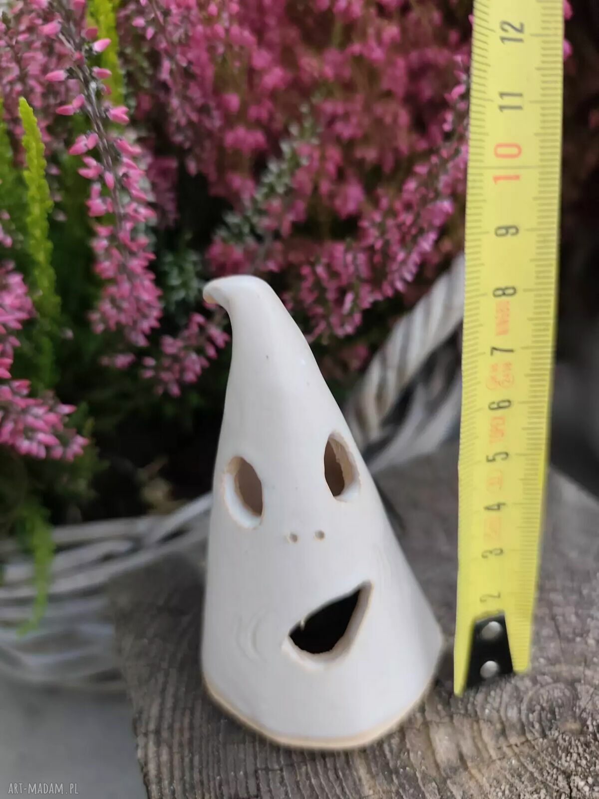 Biały ceramiczny duch - dekoracja na Halloween i jesień