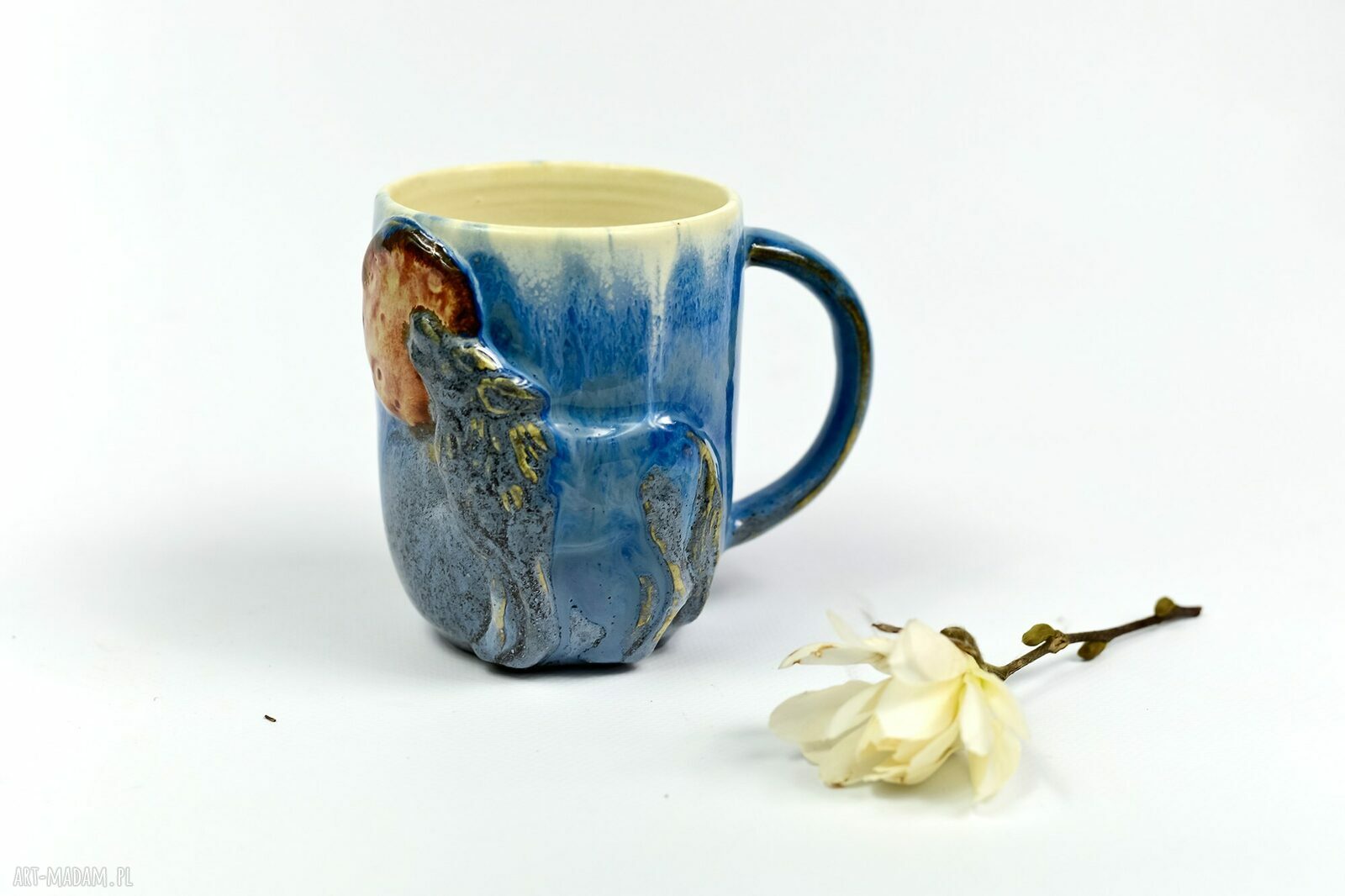 Ceramiczny duży kubek z wilkiem - Leśne opowieści - 400 ml