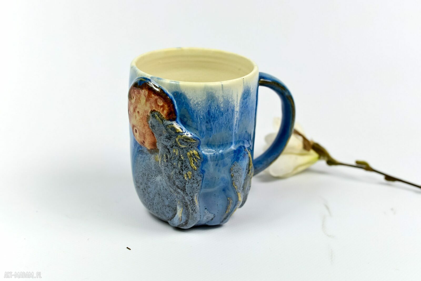 Ceramiczny duży kubek z wilkiem - Leśne opowieści - 400 ml