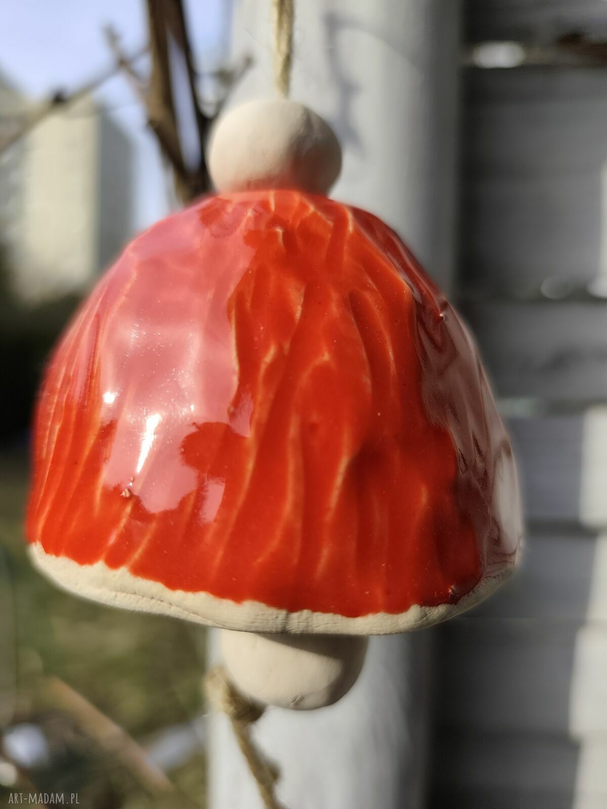 Dzwonek ceramiczny do ogrodu i na balkon - ręcznie robiony Wolna Chwila