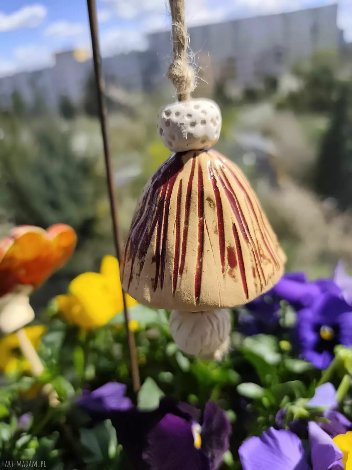 Dzwonek ceramiczny do ogrodu i na balkon