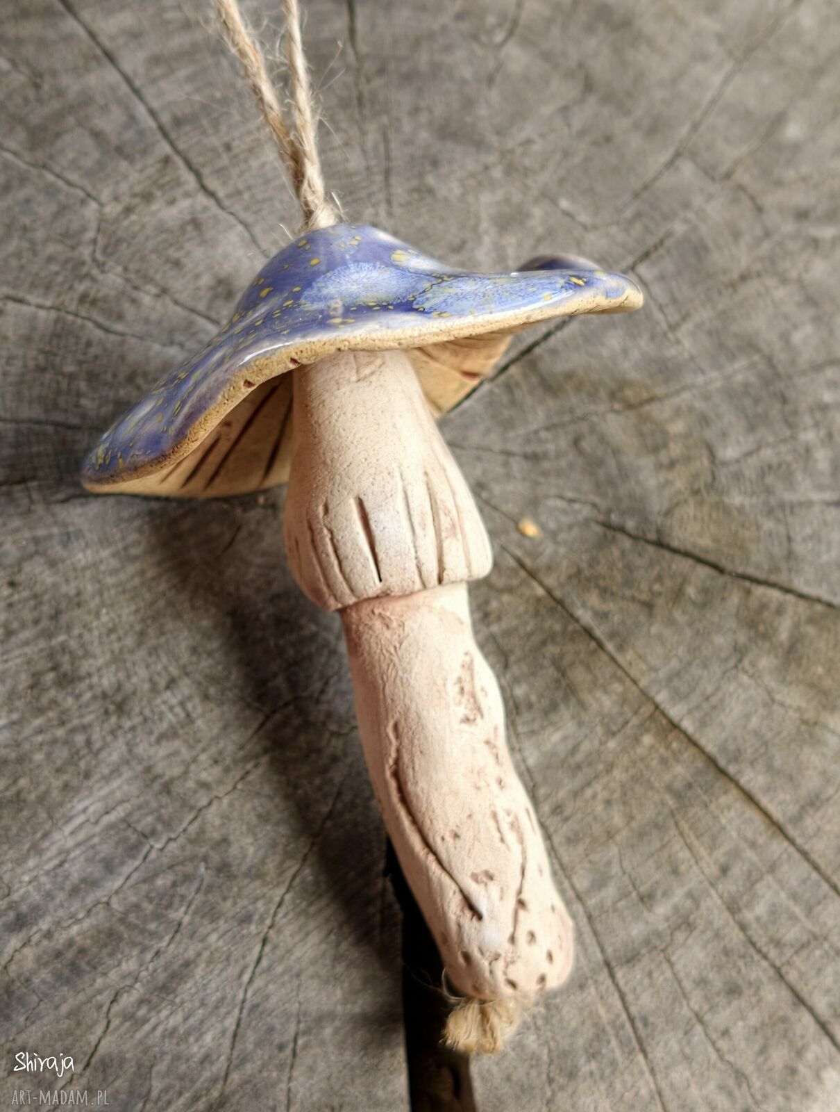 Ceramiczny grzybek zawieszka - leśna dekoracja handmade
