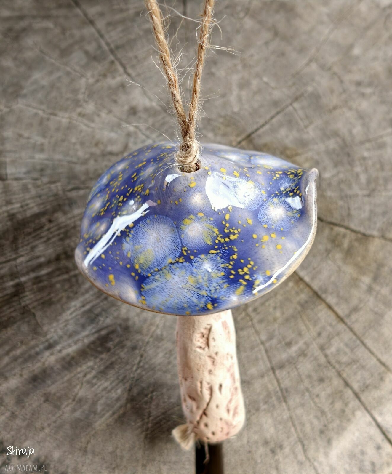 Ceramiczny grzybek zawieszka - leśna dekoracja handmade