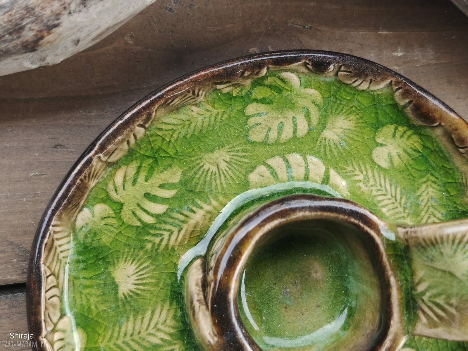 Ceramiczny kaganek na palo santo Monstera c819