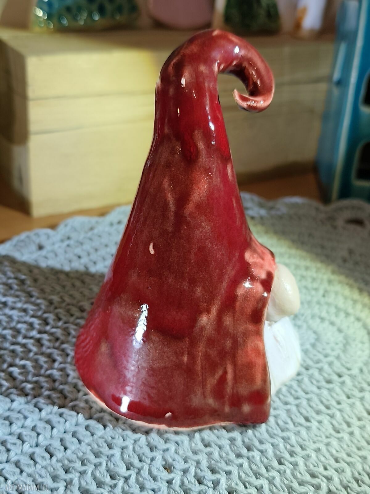 Krasnal ceramiczny 15 - ozdoba bożonarodzeniowa handmade (ok. 14 cm)