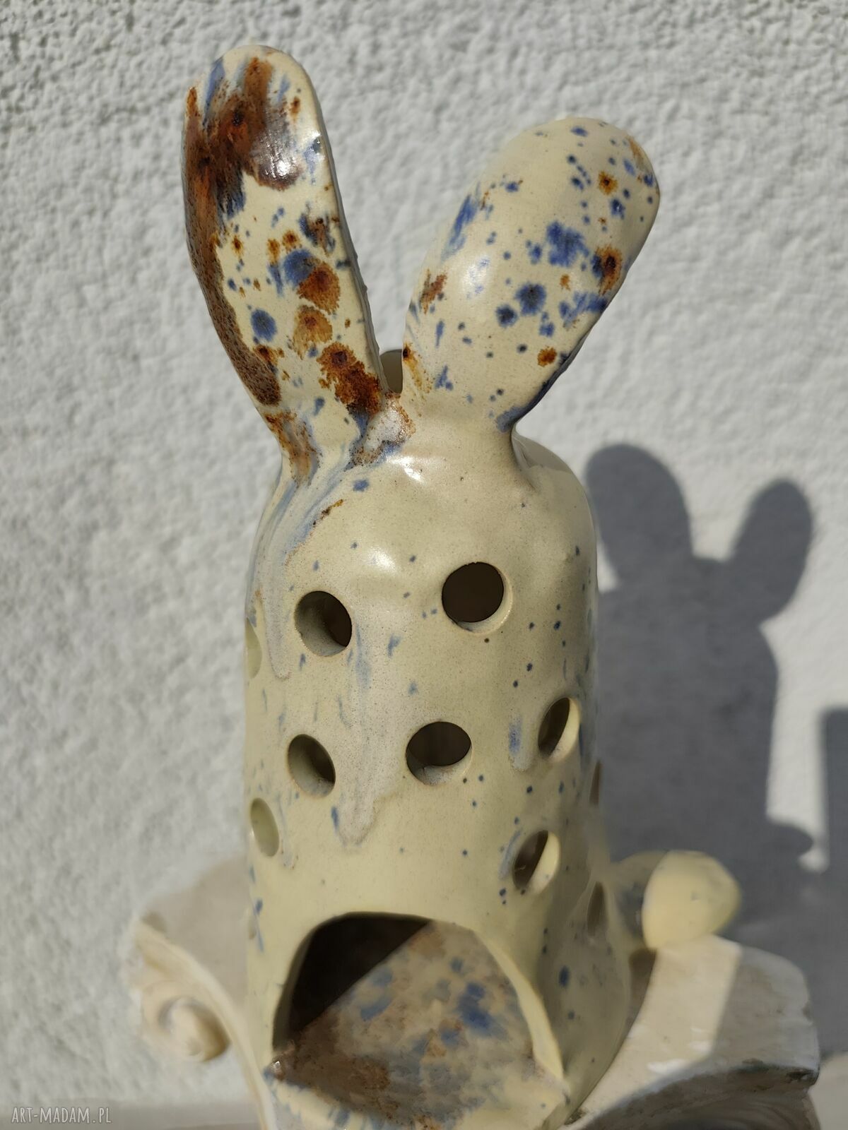 Królik ceramiczny lampion wielkanocny - ręcznie wykonana dekoracja